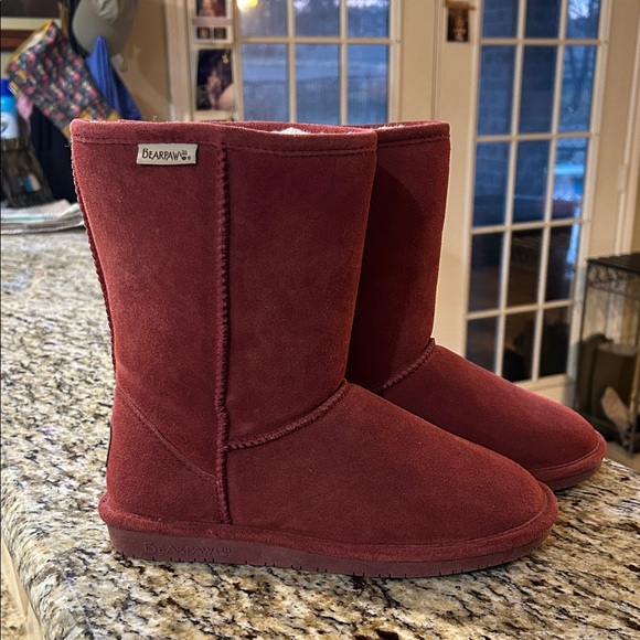 BearPaw Women's Burgundy Suede Winter Boots - Picture 3 of 15